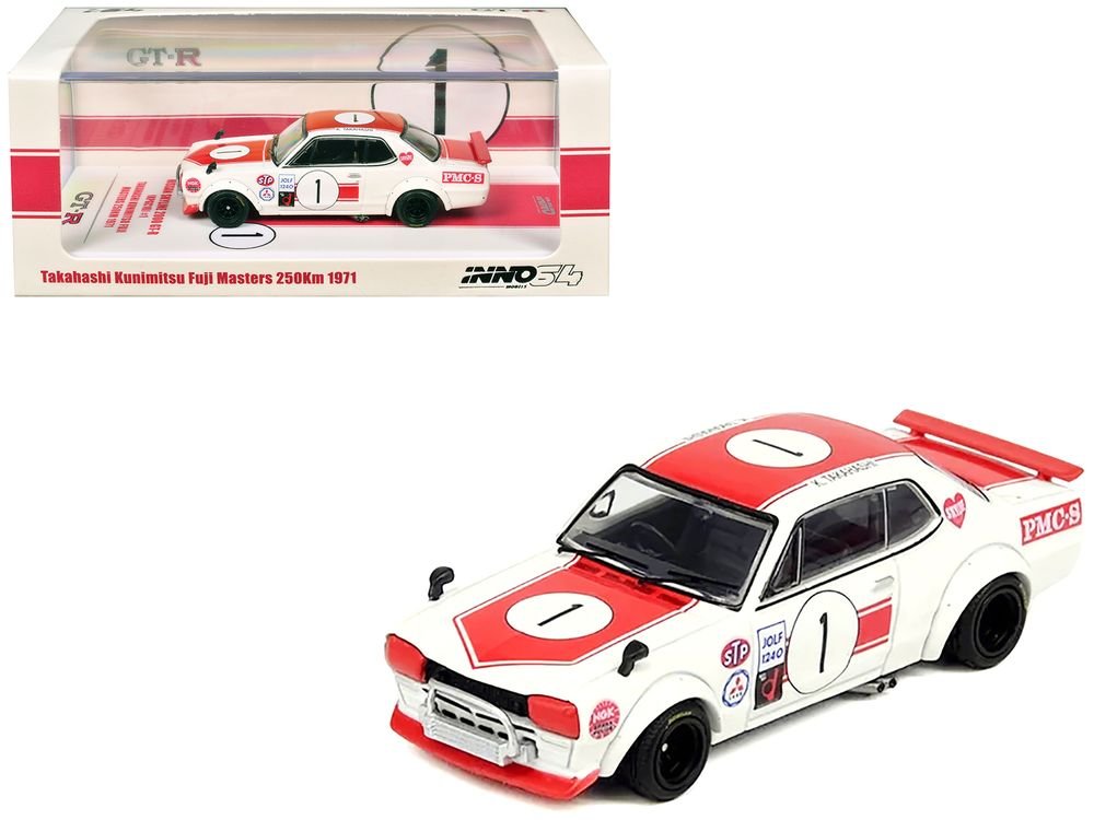 Nissan Skyline 2000 GT-R (KPGC10) #1 RHD (Right Hand Drive) Takahashi Kinimitsu "Fuji Masters 250km" (1971) 1/64 Diecast Model Car by Inno Models