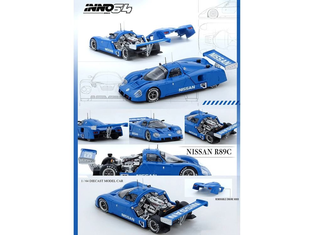 Nissan R89C "Works Prototype" Blue "World Sports Car Championship" (1989) 1/64 Diecast Model Car by Inno Models view 5