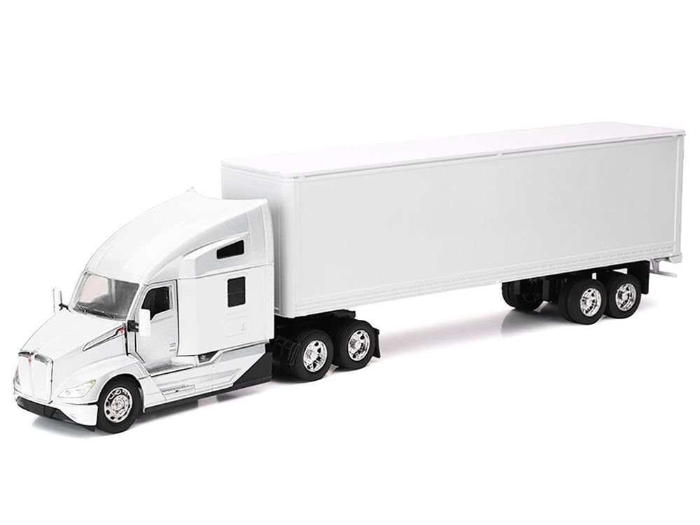 Kenworth T680 Truck White with Dry Van Trailer White "Long Haul Trucker" Series 1/32 Diecast Model by New Ray view 2