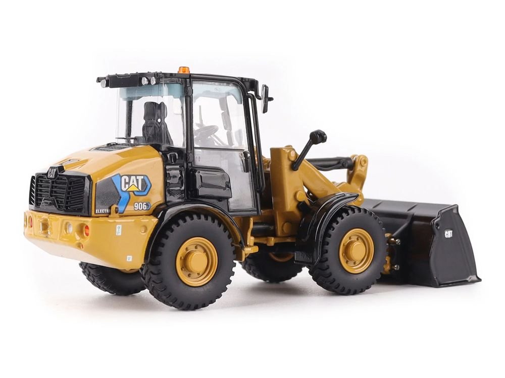 CAT Caterpillar 906 Electric Compact Wheel Loader Yellow with Operator "High Line Series" 1/50 Diecast Model by Diecast Masters view 4
