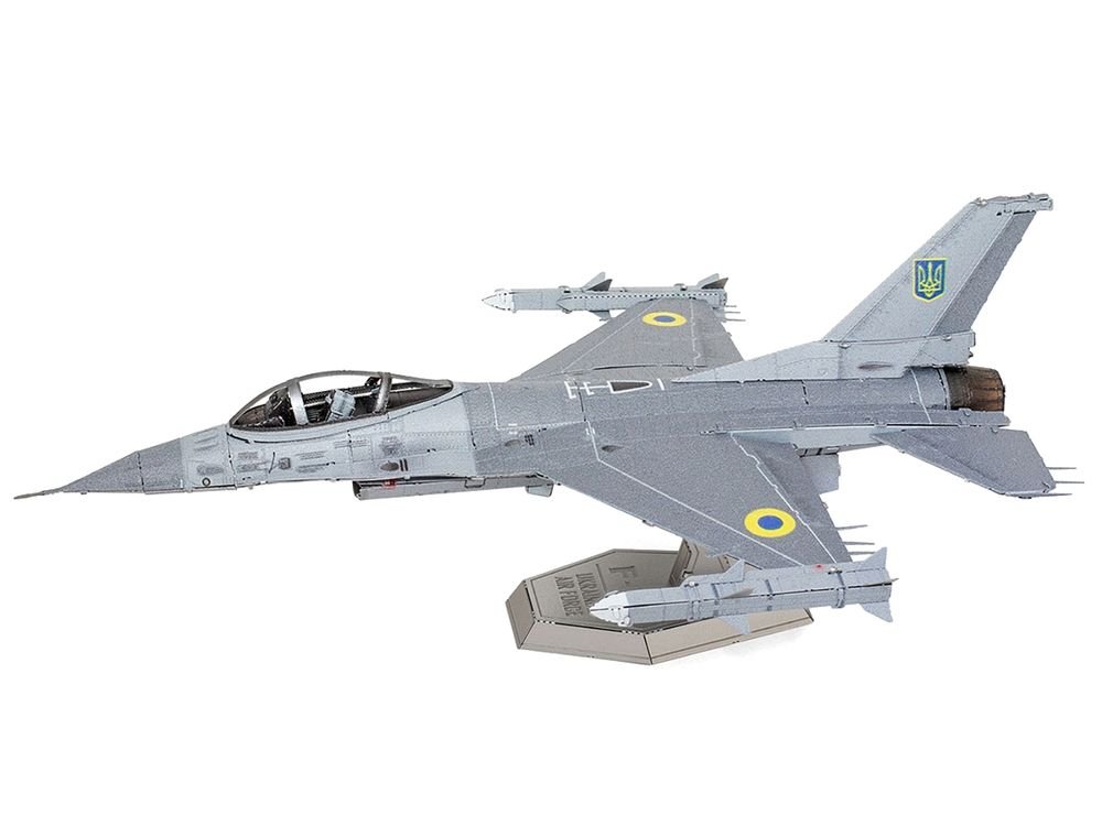 Model Kit Lockheed Martin F-16 Fighting Falcon Aircraft "Ukrainian Air Force" (Moderate Difficulty) Steel Model by Metal Earth view 2