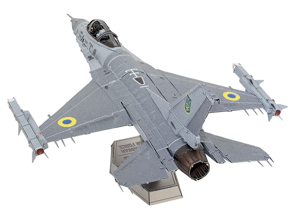 Model Kit Lockheed Martin F-16 Fighting Falcon Aircraft "Ukrainian Air Force" (Moderate Difficulty) Steel Model by Metal Earth view 3