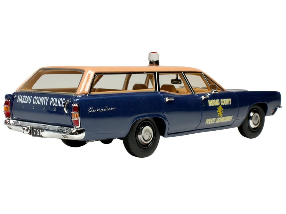 1970 Ford Country Squire Wagon Police Car "Nassau County Police Department" Blue and Tan Limited Edition to 200 pieces Worldwide 1/43 Model Car by Goldvarg Collection view 4