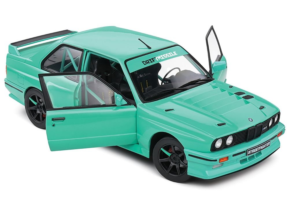 1990 BMW E30 M3 Custom "Drift Missile" Blue 1/18 Diecast Model Car by Solido view 2