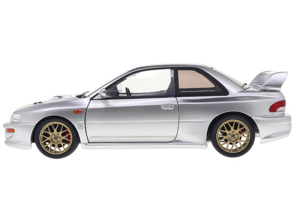1998 Subaru Impreza 22B RHD (Right Hand Drive) Silver Metallic with Gold Wheels 1/18 Diecast Model Car by Solido view 4