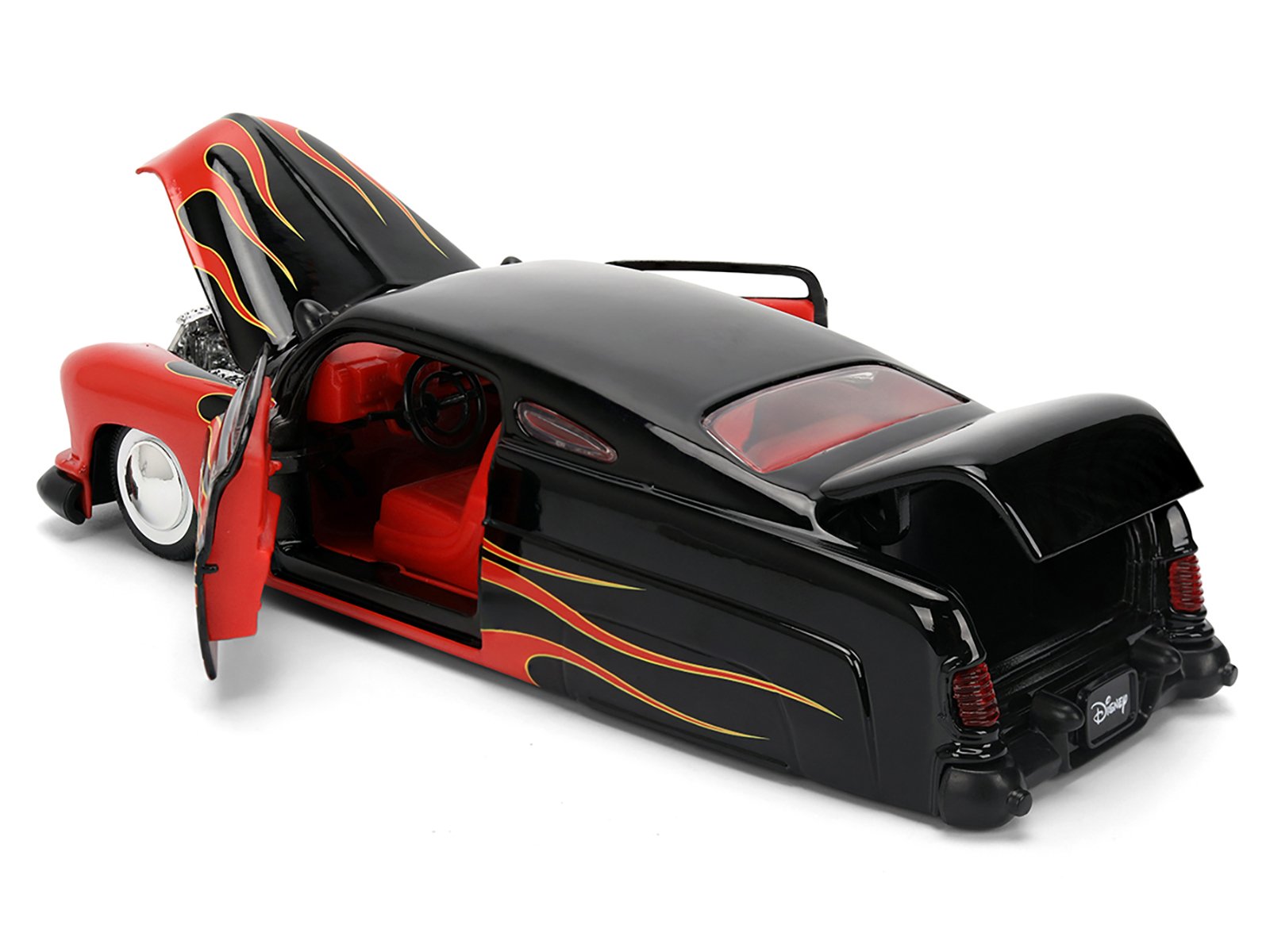 1951 Mercury Coupe Black with Flame Graphics and Red Interior and Mickey Mouse Diecast Figure "Disney's Mickey Mouse" "Hollywood Rides" Series 1/24 Diecast Model Car by Jada view 5