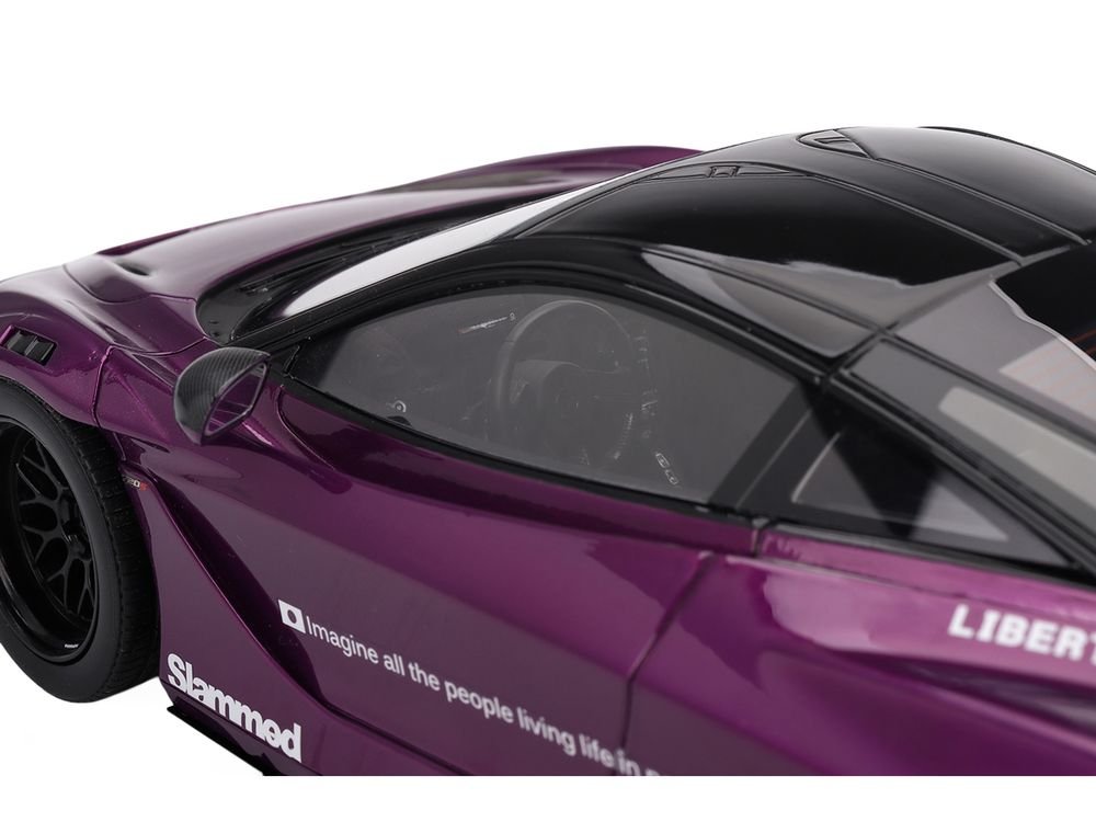 McLaren 720S "LB-Works" Purple Metallic with Black Top 1/18 Model Car by Top Speed view 2