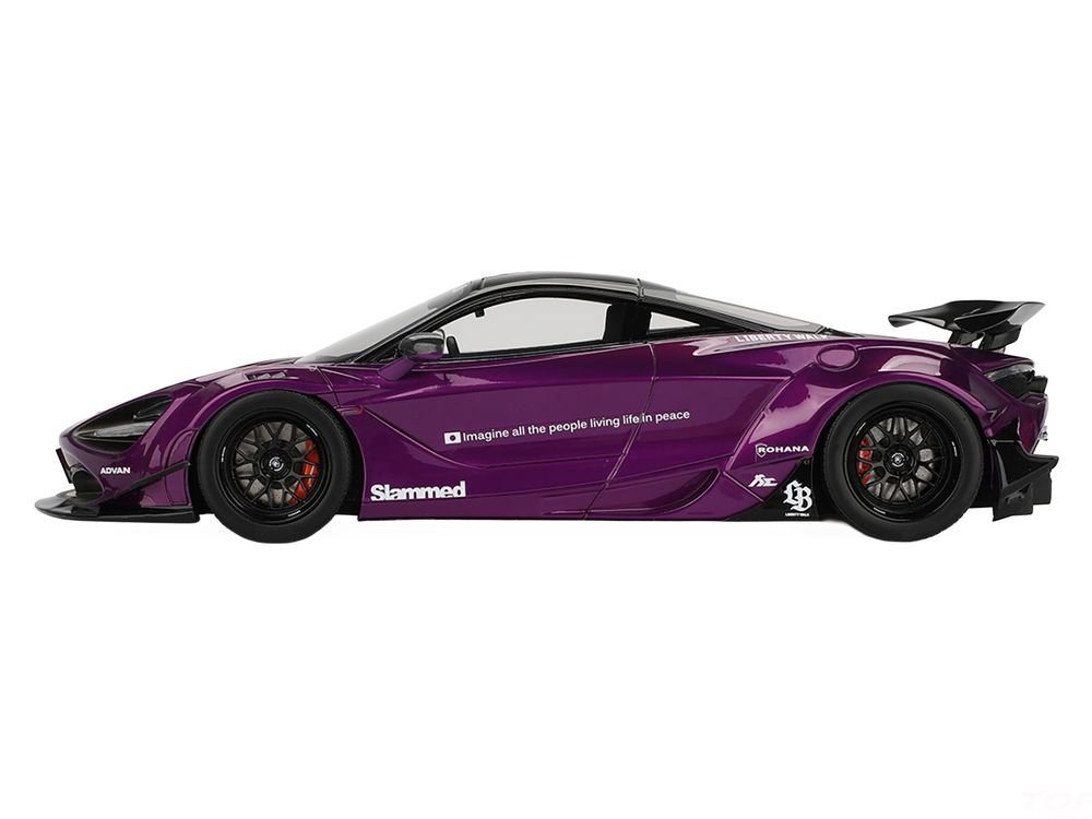 McLaren 720S "LB-Works" Purple Metallic with Black Top 1/18 Model Car by Top Speed view 3