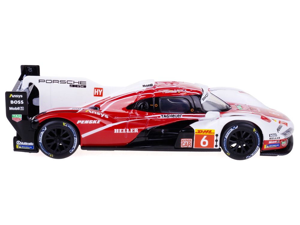 Porsche 963 #6 Kevin Estre - Andre Lotterer - Laurens Vanthoor "Porsche Penske Motorsport" Drivers' Winner "FIA World Endurance Championship" (2024) with Display Case "Race" Series 1/43 Diecast Model Car by Bburago view 2