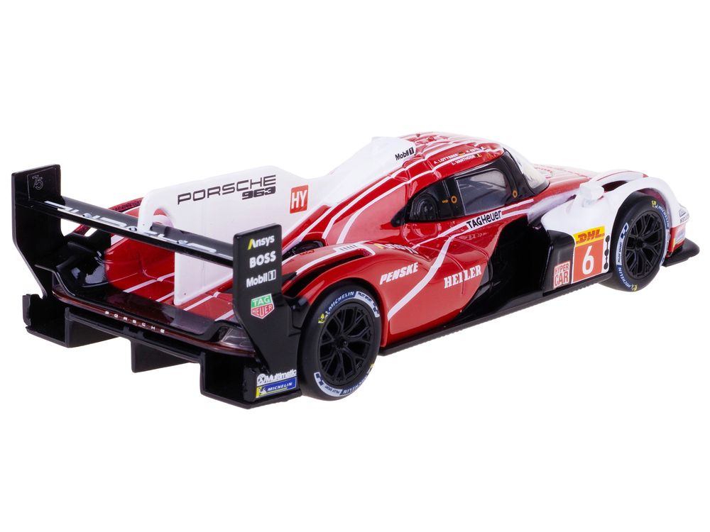 Porsche 963 #6 Kevin Estre - Andre Lotterer - Laurens Vanthoor "Porsche Penske Motorsport" Drivers' Winner "FIA World Endurance Championship" (2024) with Display Case "Race" Series 1/43 Diecast Model Car by Bburago view 3