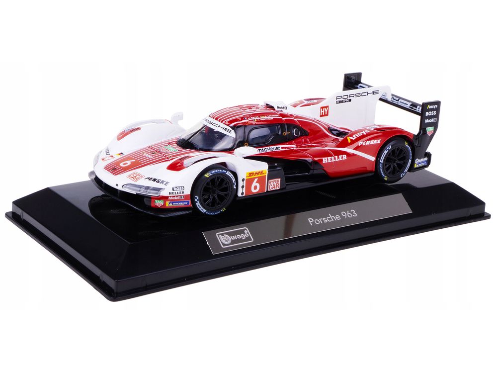 Porsche 963 #6 Kevin Estre - Andre Lotterer - Laurens Vanthoor "Porsche Penske Motorsport" Drivers' Winner "FIA World Endurance Championship" (2024) with Display Case "Race" Series 1/43 Diecast Model Car by Bburago view 4