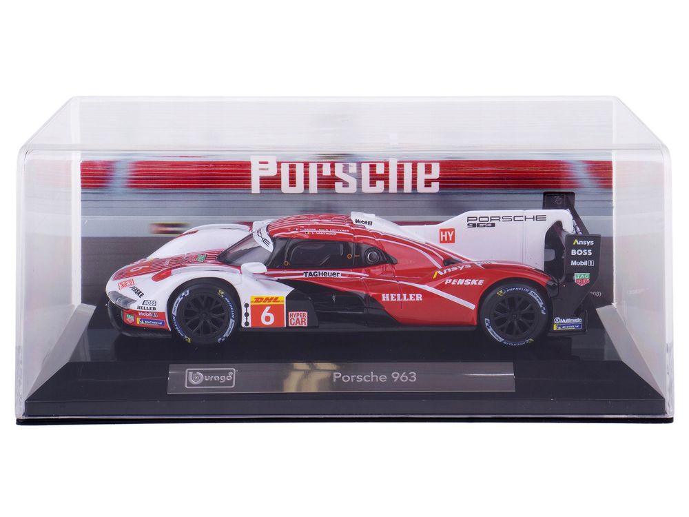 Porsche 963 #6 Kevin Estre - Andre Lotterer - Laurens Vanthoor "Porsche Penske Motorsport" Drivers' Winner "FIA World Endurance Championship" (2024) with Display Case "Race" Series 1/43 Diecast Model Car by Bburago view 5