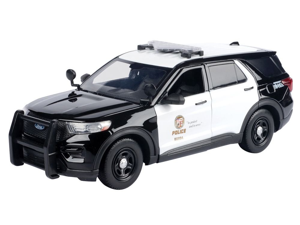 2022 Ford Police Interceptor Utility "Los Angeles Police Department" Black and White "Law Enforcement and Public Service" Series 1/24 Diecast Model Car by Motormax view 2