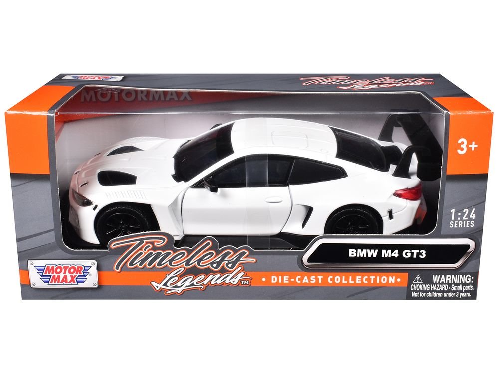 BMW M4 GT3 White "Timeless Legends" Series 1/24 Diecast Model Car by Motormax view 3