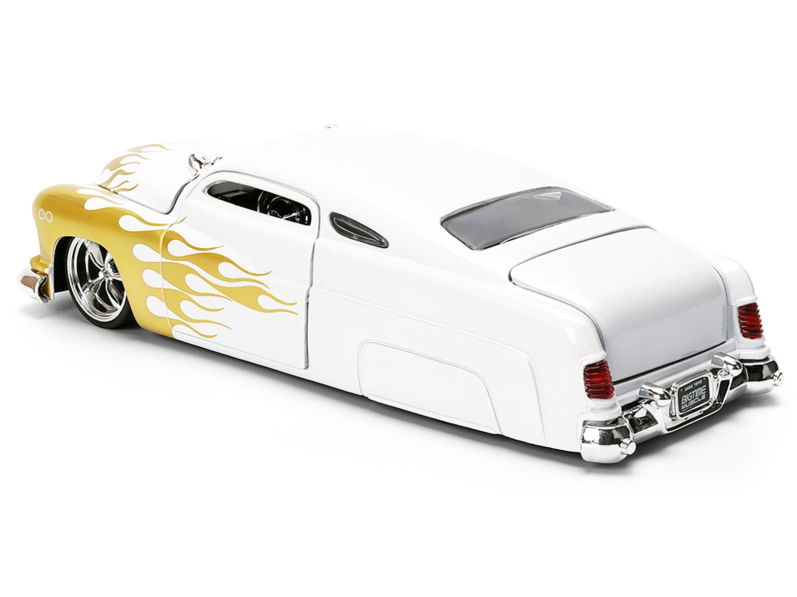 1951 Mercury Coupe White with Gold Flames "Bigtime Muscle" Series 1/24 Diecast Model Car by Jada view 5
