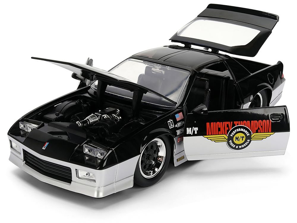 1985 Chevrolet Camaro Z28 "Mickey Thompson" Black and Silver Metallic "Bigtime Muscle" Series 1/24 Diecast Model Car by Jada view 2