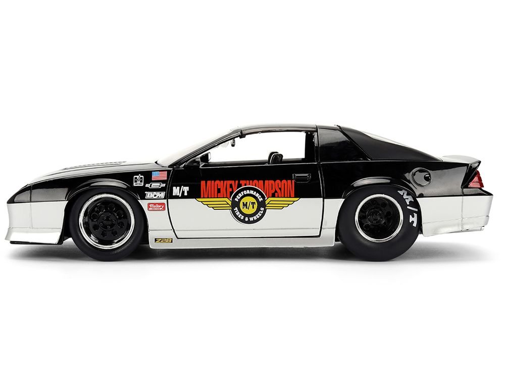 1985 Chevrolet Camaro Z28 "Mickey Thompson" Black and Silver Metallic "Bigtime Muscle" Series 1/24 Diecast Model Car by Jada view 3