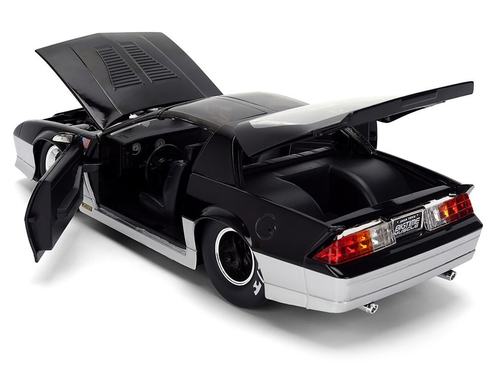 1985 Chevrolet Camaro Z28 "Mickey Thompson" Black and Silver Metallic "Bigtime Muscle" Series 1/24 Diecast Model Car by Jada view 4