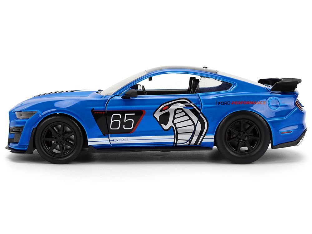 2020 Ford Mustang Shelby GT500 #65 "Ford Performance" Blue with Black Top and White Stripes "Bigtime Muscle" Series 1/24 Diecast Model Car by Jada view 3