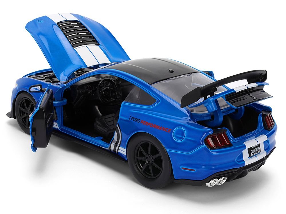 2020 Ford Mustang Shelby GT500 #65 "Ford Performance" Blue with Black Top and White Stripes "Bigtime Muscle" Series 1/24 Diecast Model Car by Jada view 4