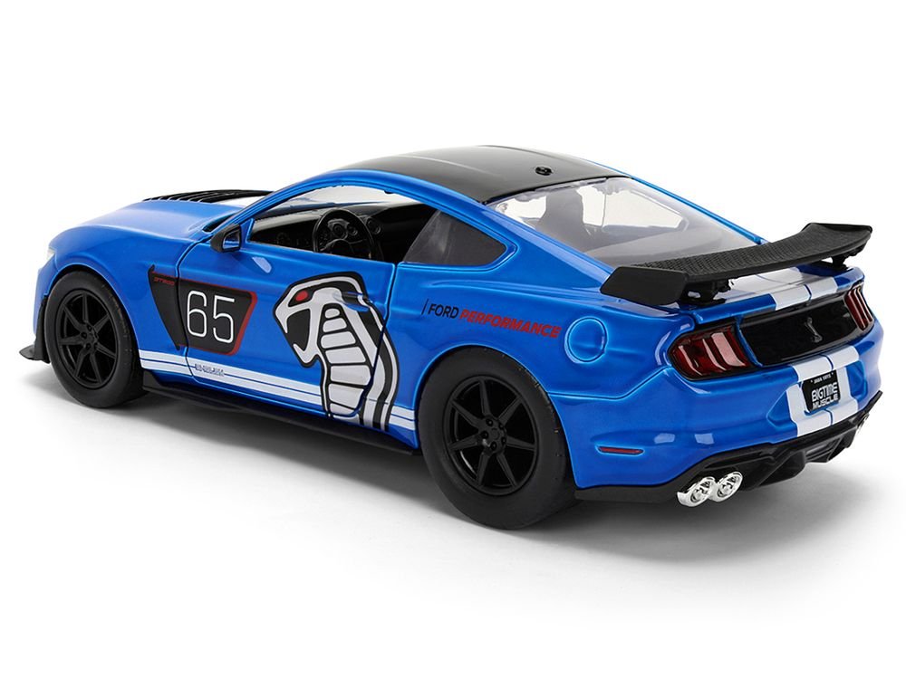 2020 Ford Mustang Shelby GT500 #65 "Ford Performance" Blue with Black Top and White Stripes "Bigtime Muscle" Series 1/24 Diecast Model Car by Jada view 5