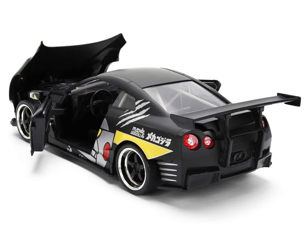 2009 Nissan GT-R (R35) Ben Sopra Matt Black with "Mechagodzilla" Graphics "Hollywood Rides" Series 1/24 Diecast Model Car by Jada view 4