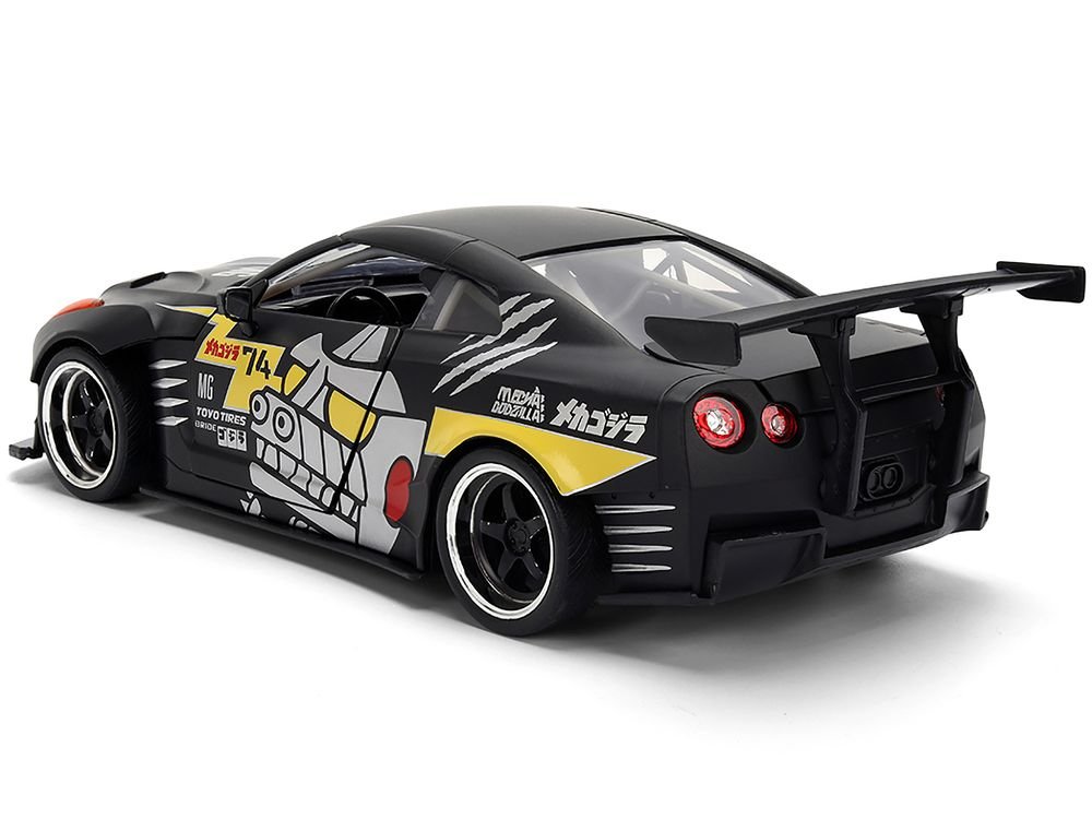 2009 Nissan GT-R (R35) Ben Sopra Matt Black with "Mechagodzilla" Graphics "Hollywood Rides" Series 1/24 Diecast Model Car by Jada view 5