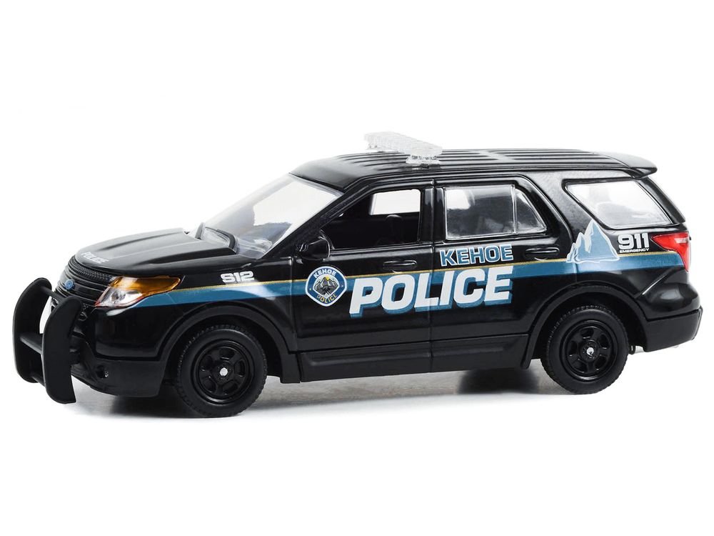 2013 Ford Police Interceptor Utility "Kehoe Police Department Kehoe Colorado" Black with White Stripes "Cold Pursuit" (2019) Movie 1/43 Diecast Model Car by Greenlight view 3