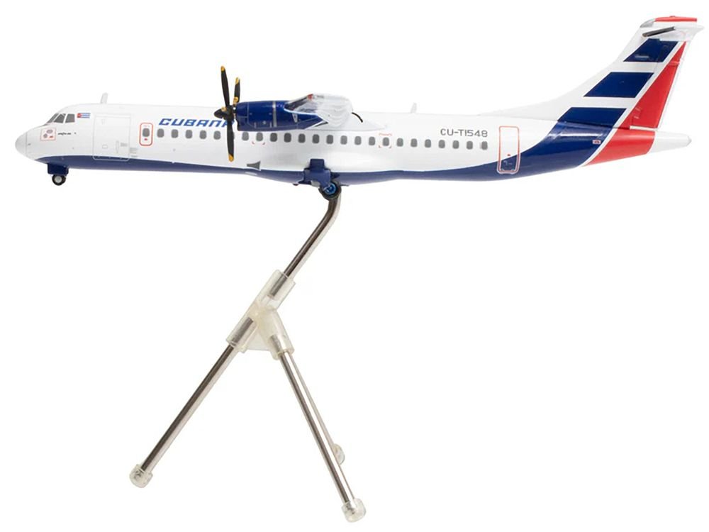 ATR 72-200 Commercial Aircraft "Cubana de Aviacion" (CU-T1548) White with Red and Blue Tail "Gemini 200" Series 1/200 Diecast Model Airplane by GeminiJets view 2