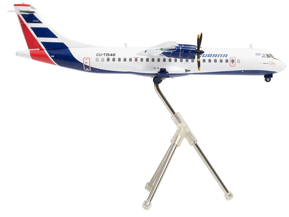 ATR 72-200 Commercial Aircraft "Cubana de Aviacion" (CU-T1548) White with Red and Blue Tail "Gemini 200" Series 1/200 Diecast Model Airplane by GeminiJets view 3