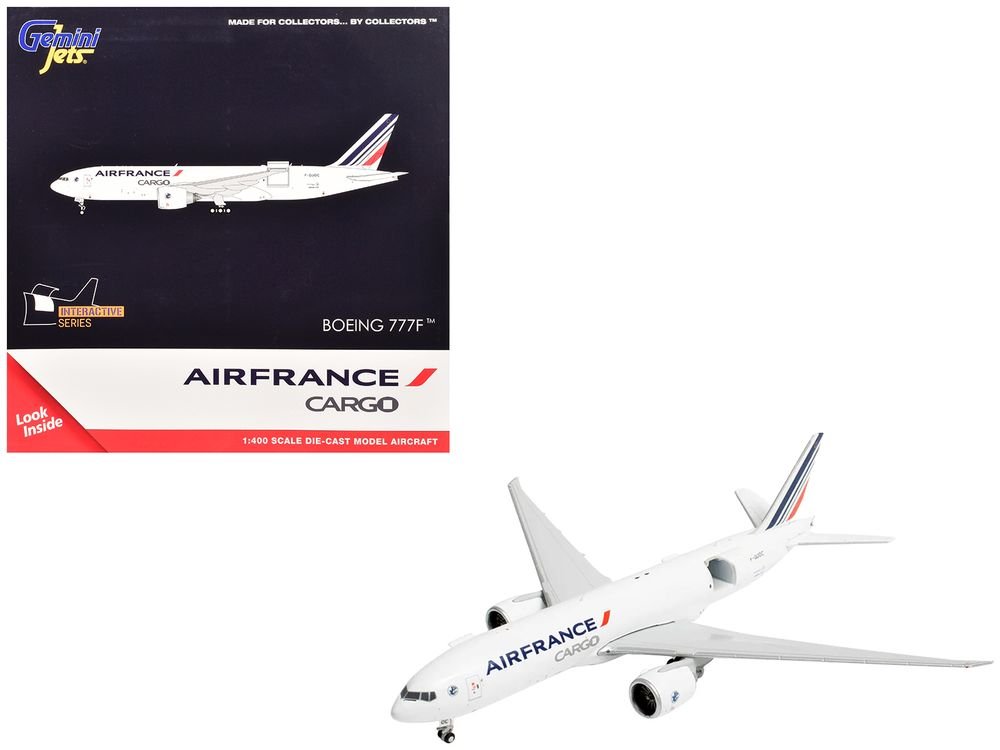 Boeing 777F Commercial Aircraft "Air France Cargo" (F-GUOC) White with Red and Blue Striped Tail "Interactive Series" 1/400 Diecast Model Airplane by GeminiJets