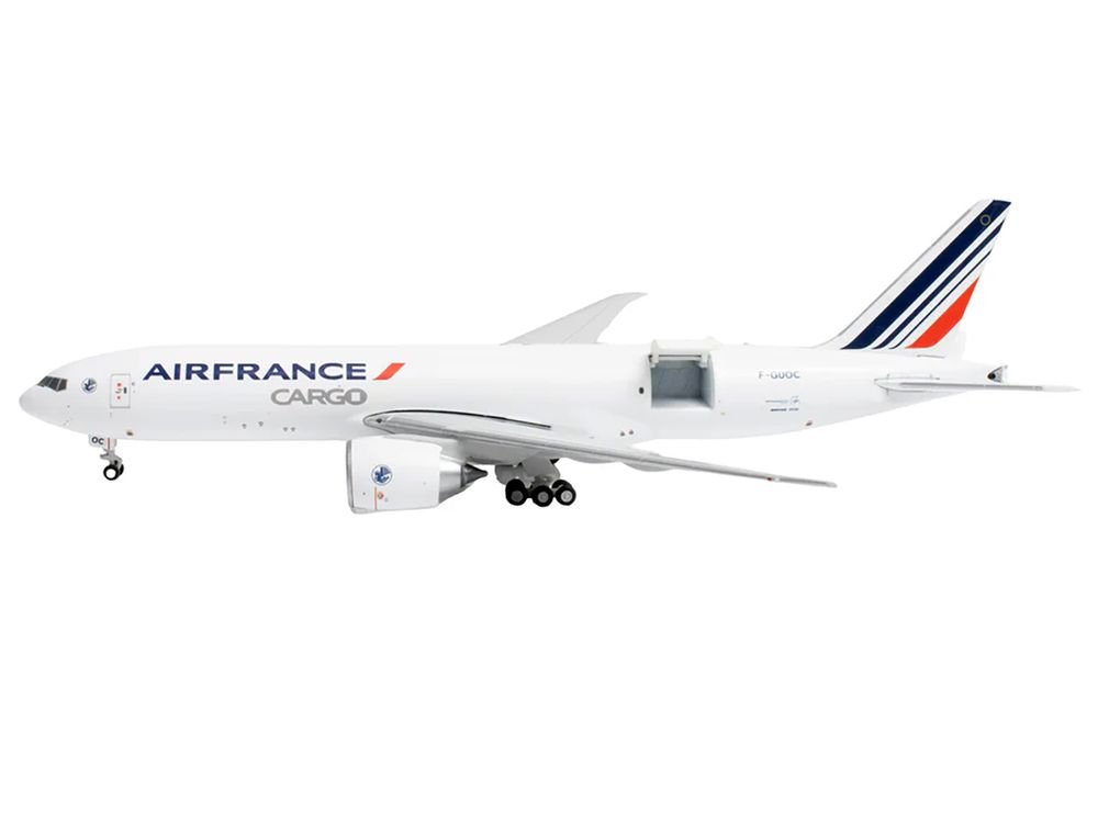 Boeing 777F Commercial Aircraft "Air France Cargo" (F-GUOC) White with Red and Blue Striped Tail "Interactive Series" 1/400 Diecast Model Airplane by GeminiJets view 2