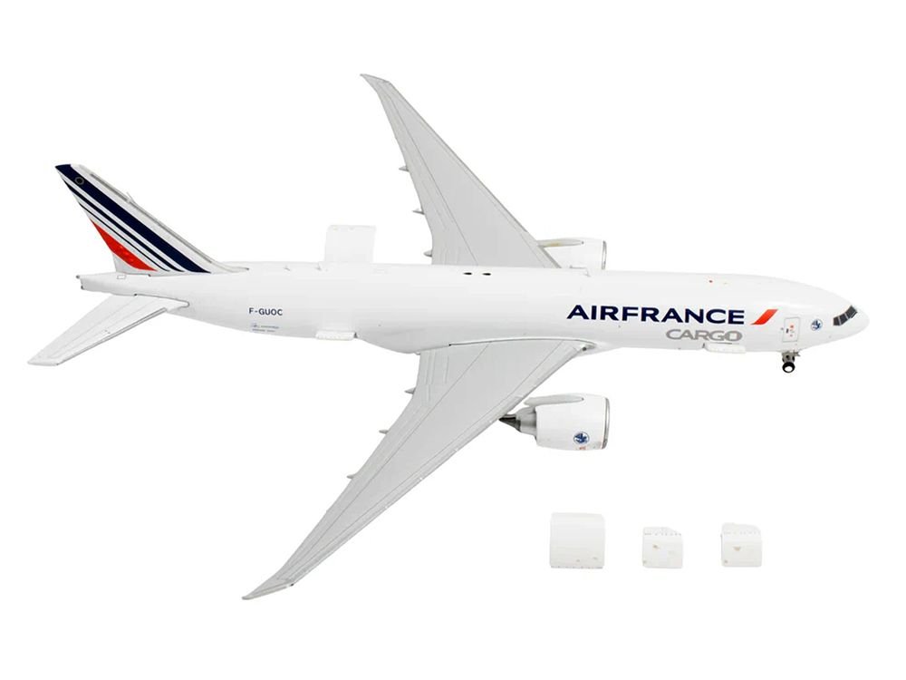 Boeing 777F Commercial Aircraft "Air France Cargo" (F-GUOC) White with Red and Blue Striped Tail "Interactive Series" 1/400 Diecast Model Airplane by GeminiJets view 4