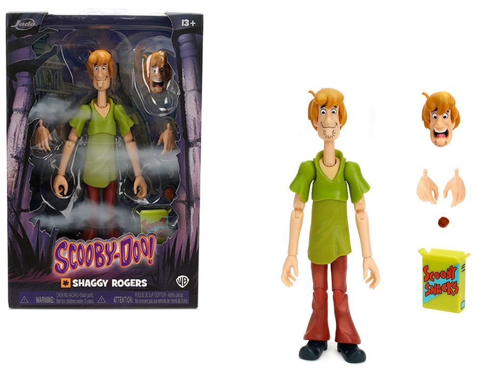 Shaggy Rogers 6.5" Moveable Figure with Accessories and Alternate Head and Hands "Scooby-Doo!" Franchise Model by Jada