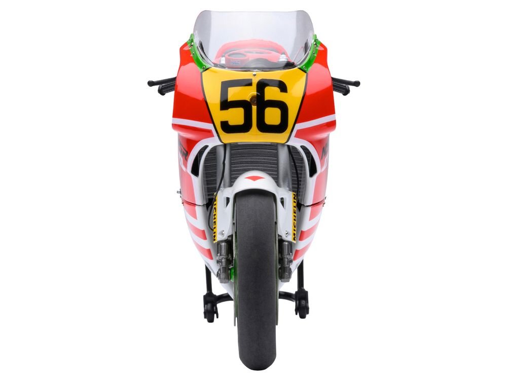 Honda NSR500 WGP500 Motorcycle #56 Red and White with Helmet "Baribari Legend" (1986) OVA 1/12 Model by Autoart view 3