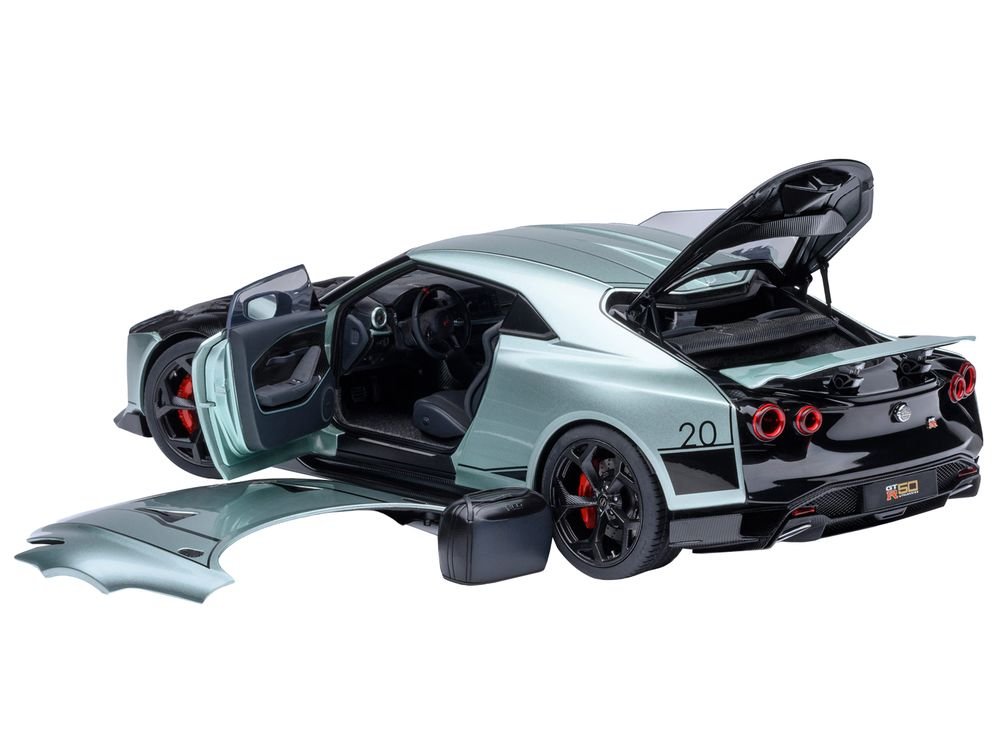Nissan GT-R50 By ItalDesign Green Metallic and Black 1/18 Model Car by Autoart view 2