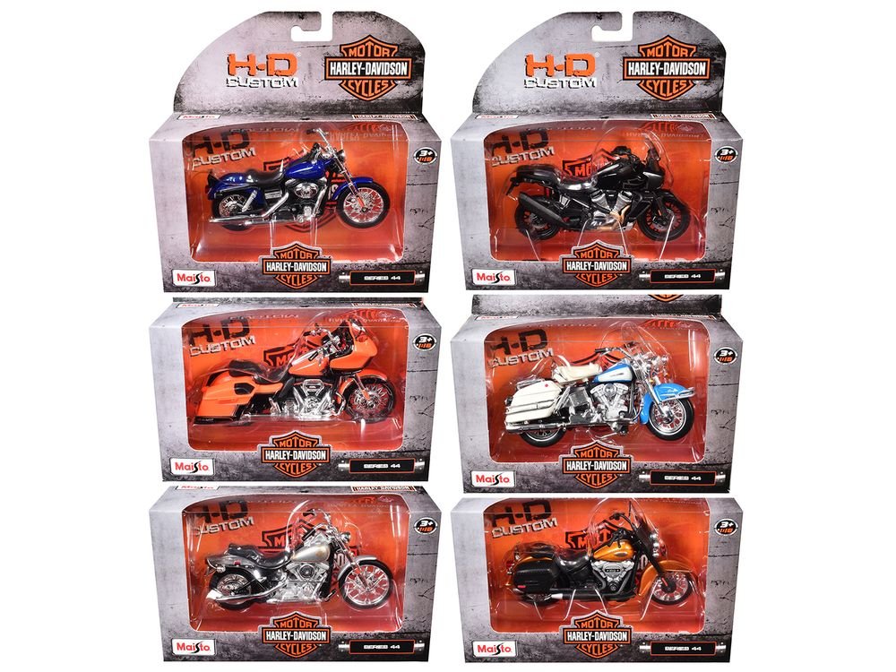 Harley-Davidson Motorcycles 6 piece Set Series 44 1/18 Diecast Models by Maisto