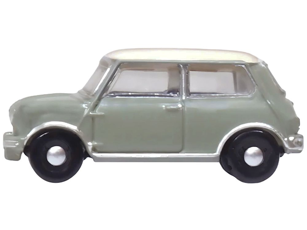 Mini Classic Tweed Gray with Cream Top 1/148 (N) Scale Diecast Model Car by Oxford Diecast view 2