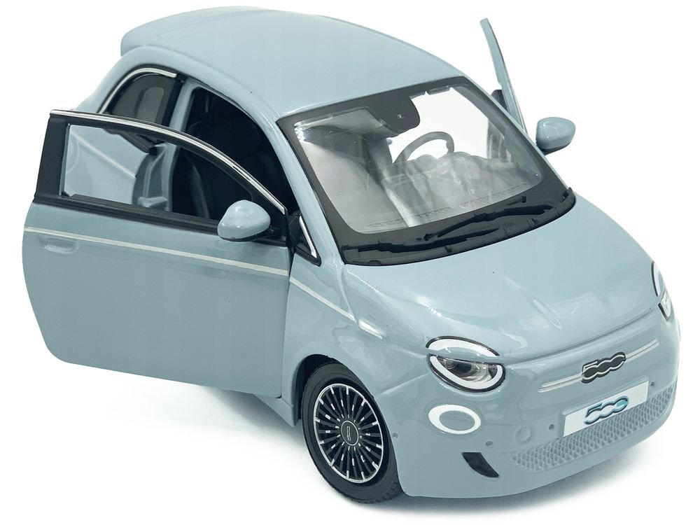 2023 Fiat 500e Light Blue 1/24 Diecast Model Car by Bburago view 2