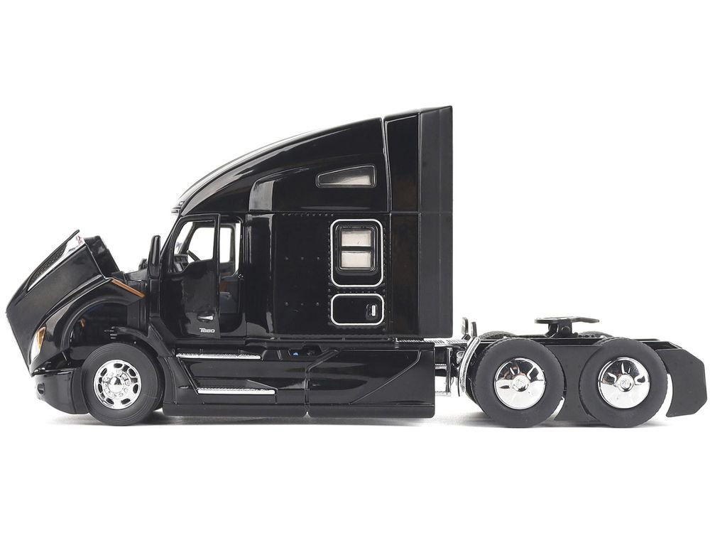 Kenworth T680 76" High Roof Sleeper Cab Truck Tractor Black "Transport Series" 1/50 Diecast Model by Diecast Masters view 4