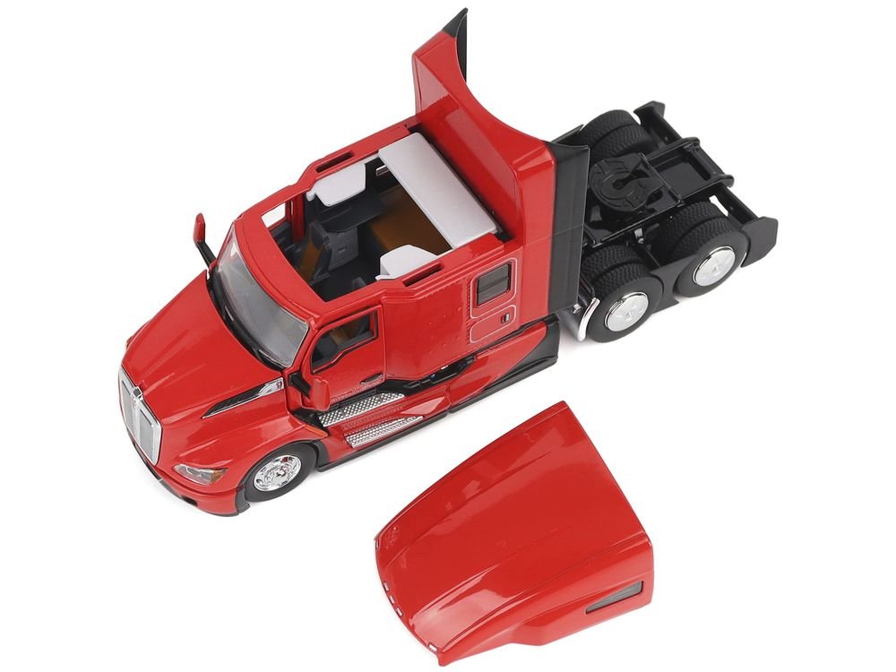 Kenworth T680 76" High Roof Sleeper Cab Truck Tractor Viper Red "Transport Series" 1/50 Diecast Model by Diecast Masters view 2