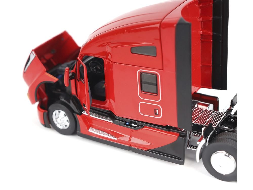 Kenworth T680 76" High Roof Sleeper Cab Truck Tractor Viper Red "Transport Series" 1/50 Diecast Model by Diecast Masters view 4