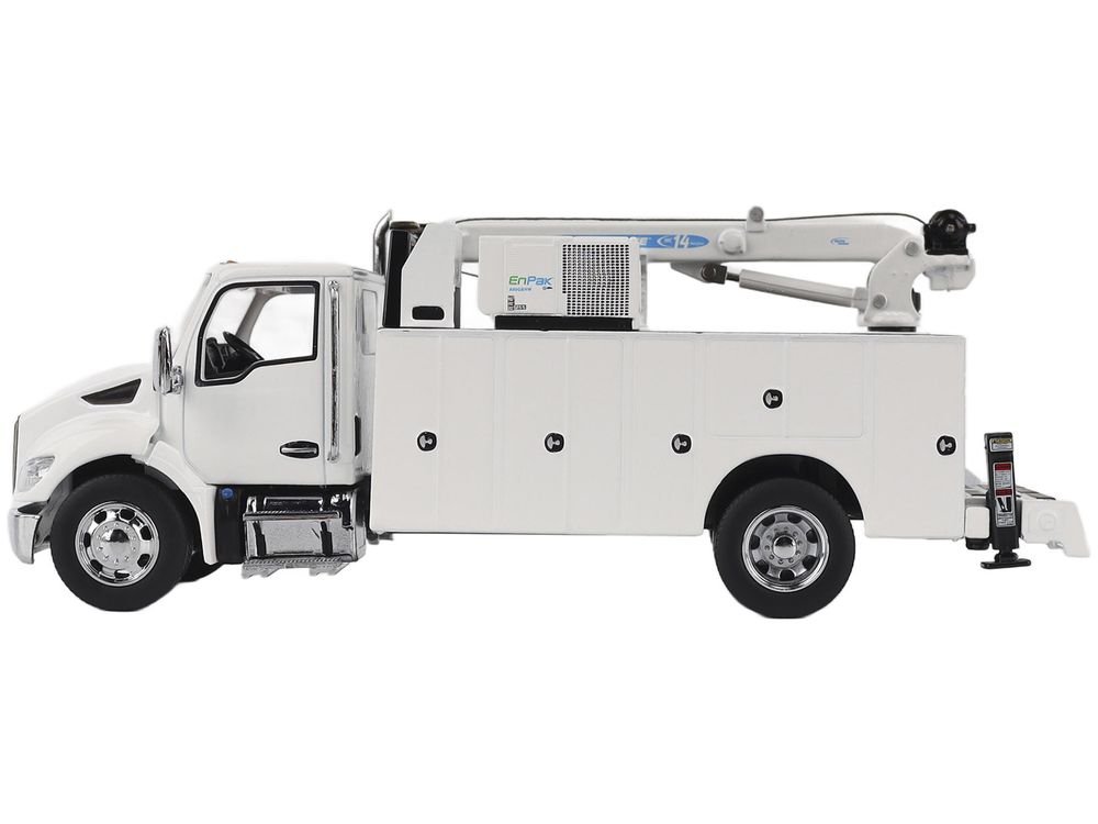 Kenworth T380 Auto-Crane Titan 85-Body HC14-Crane Work Truck with Miller EnPak White "Transport Series" 1/50 Diecast Model by Diecast Masters view 3