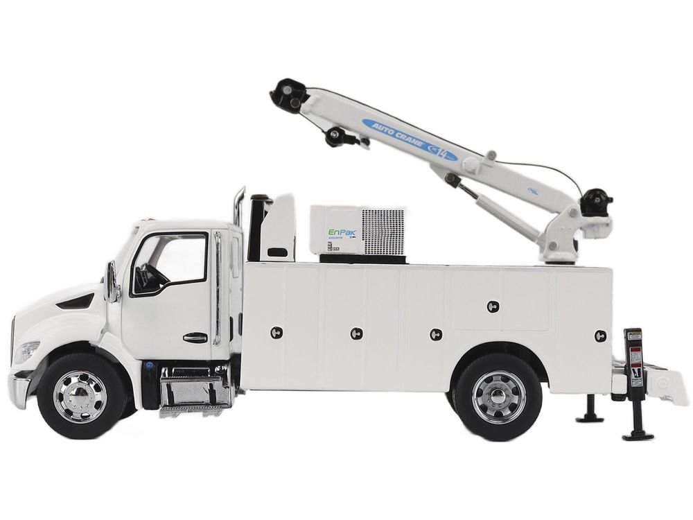 Kenworth T380 Auto-Crane Titan 85-Body HC14-Crane Work Truck with Miller EnPak White "Transport Series" 1/50 Diecast Model by Diecast Masters view 4