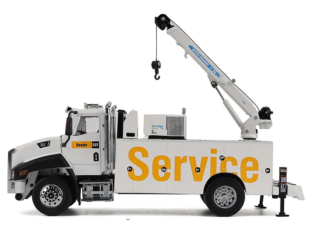 CAT Caterpillar CT660 Auto-Crane Titan 85 Truck with Miller EnPak White "Transport Series" 1/50 Diecast Model by Diecast Masters view 2