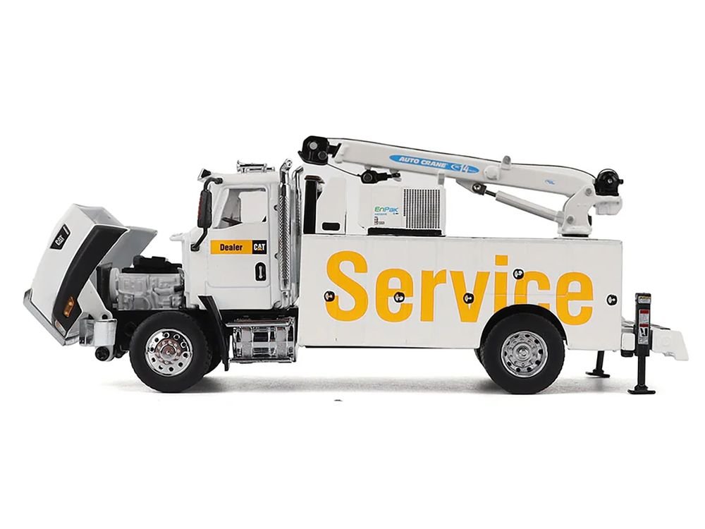 CAT Caterpillar CT660 Auto-Crane Titan 85 Truck with Miller EnPak White "Transport Series" 1/50 Diecast Model by Diecast Masters view 3