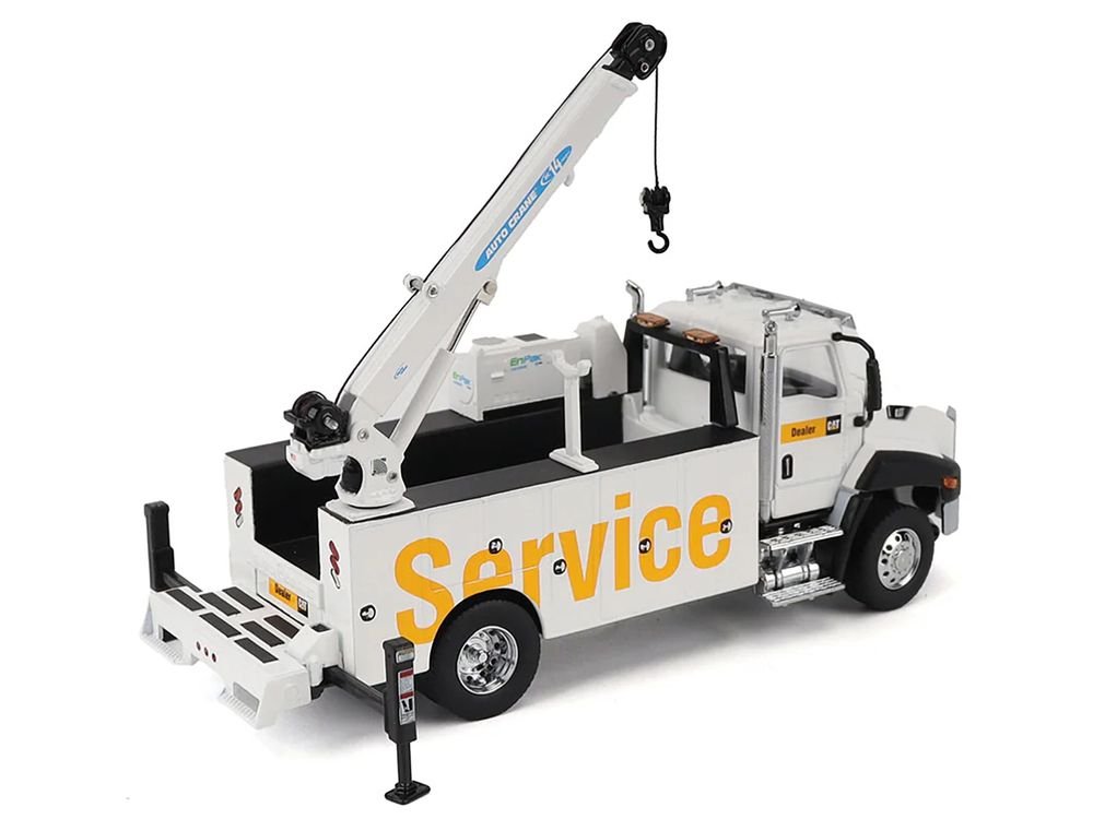 CAT Caterpillar CT660 Auto-Crane Titan 85 Truck with Miller EnPak White "Transport Series" 1/50 Diecast Model by Diecast Masters view 4