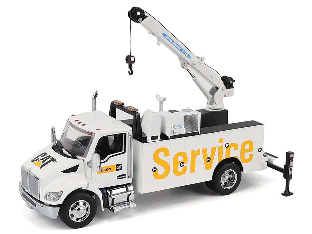 Kenworth T380 Auto-Crane Titan 85 Truck with Miller EnPak White "Transport Series" 1/50 Diecast Model by Diecast Masters view 2
