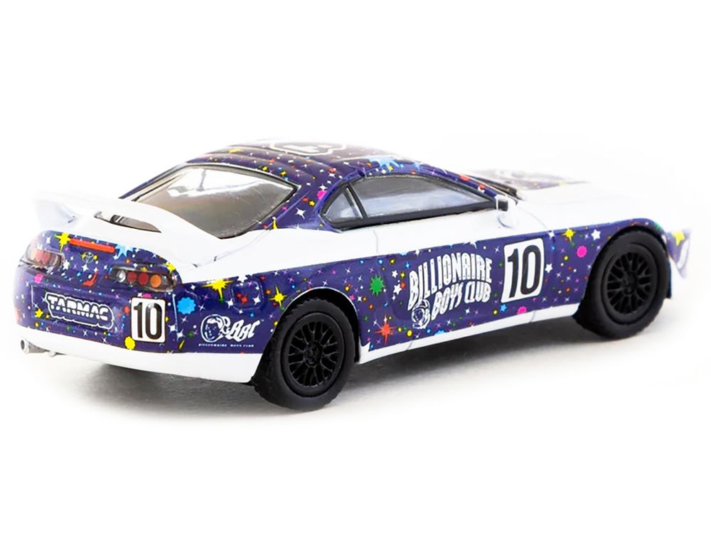 Toyota Supra RHD (Right Hand Drive) #10 "Billionaire Boys Club" Purple and White with Graphics "Hobby64" Series 1/64 Diecast Model Car by Tarmac Works view 3