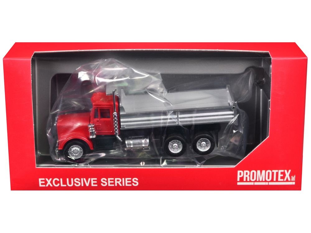 Peterbilt Dump Truck with Red Cab 1/87 (HO) Plastic Model by Promotex view 3